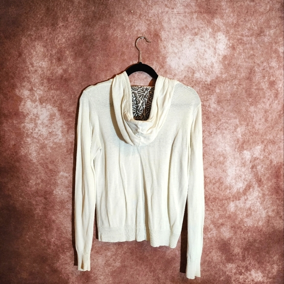 BILLABONG Women's Size Medium Brown & Cream Comfy Thin Zip Up Drawstring Hoodie - Picture 2 of 2